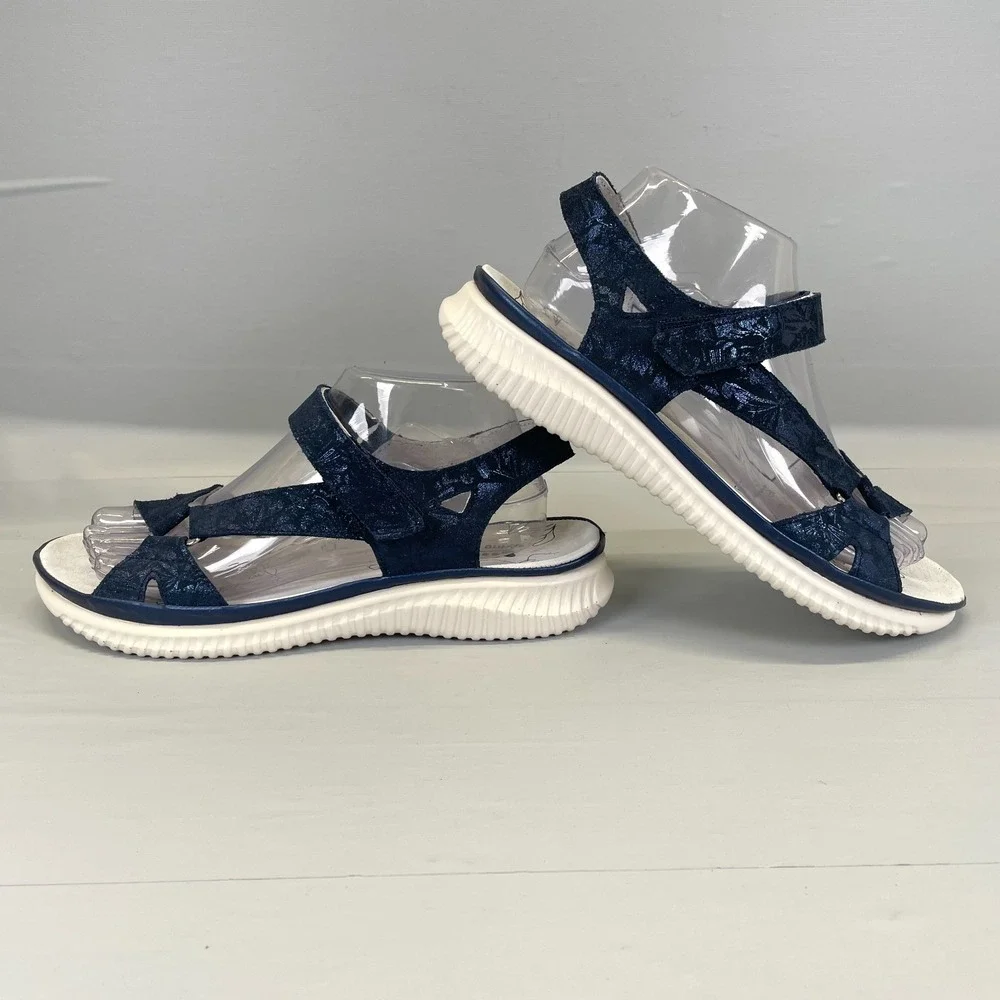 Spring Step Hermosa Sandals Womens Size 41 US 9.5 Navy Blue Leather Strappy Shoe